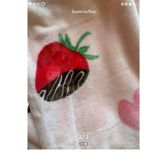 New! Rae Dunn Sweet Stuff Valentine's Throw Chocolate Covered Strawberries - Picture 2 of 2